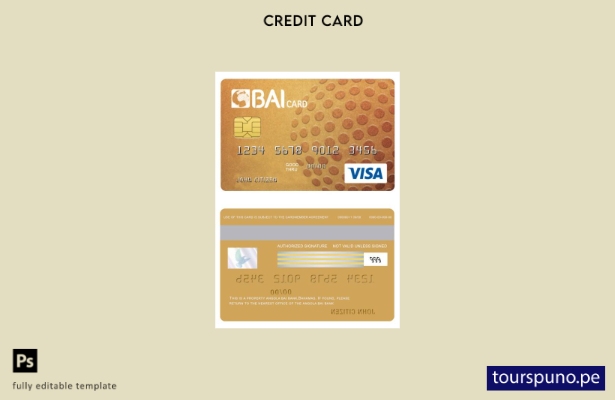 lista para imprimir plantilla de tarjeta visa de crédito dorada del banco Angola